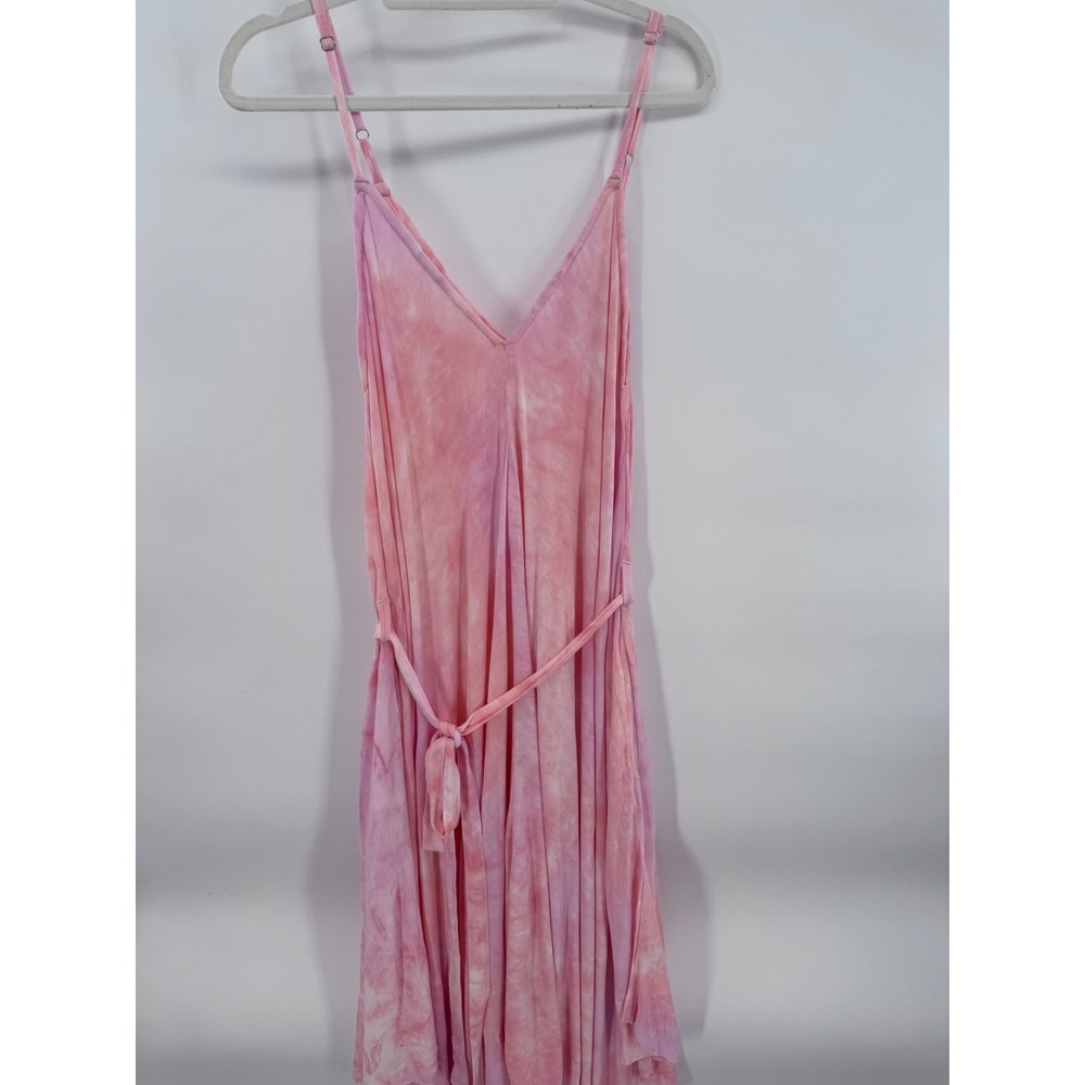 World Market Tie Dye Sharkbite Midi Dress Pink Peach‎ Sundress Size S/M